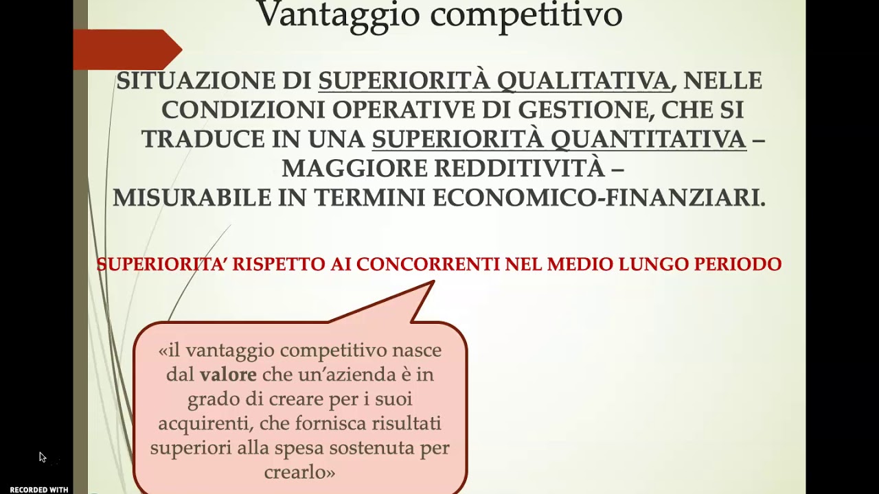 VANTAGGIO COMPETITIVO DI DIFFERENZIAZIONE PARTE 1