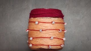DIY Simple Mason Jar Craft using yarn(wool) and pearls