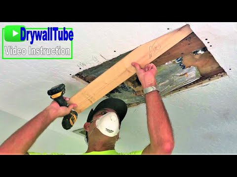 How to cut out and install drywall on a water damaged drywall ceiling