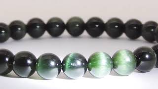 キャッツアイ グリーンルチルクォーツ 6mm ブレスレット - Cats Eye Green Rutilelated Quartz 6mm Bracelet
