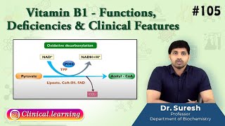 105. Vitamin B1 - Functions, Deficiencies  & Clinical Features