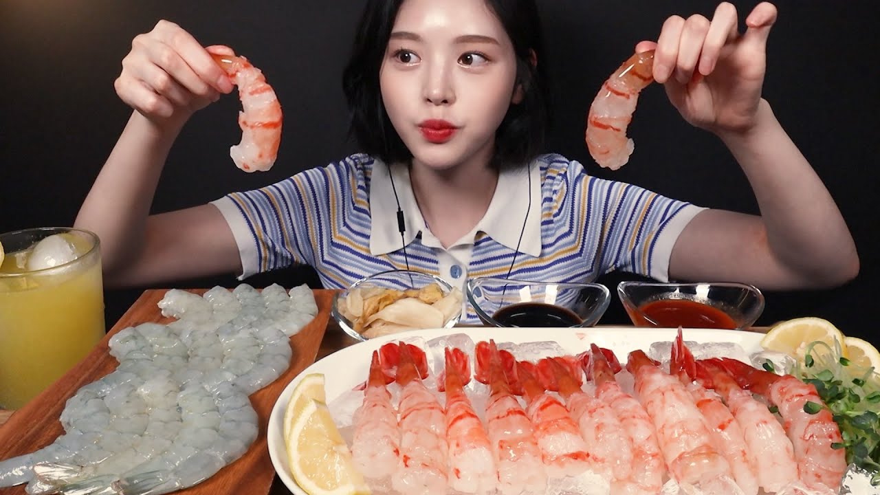 SUB)오독탱글 대왕 독도새우 도화새우 생새우 회 먹방!🦐 역대급 리얼사운드 Dokdo Shrimp Sashimi Raw Shrimp Mukbang Asmr