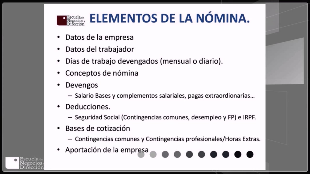 Resultado de imagen de elementos de la nomina