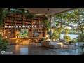 Elegant Lakeside Ambience with Soft Jazz Music | Relaxing Book Cafe in Calm Jazz for Stress Relief