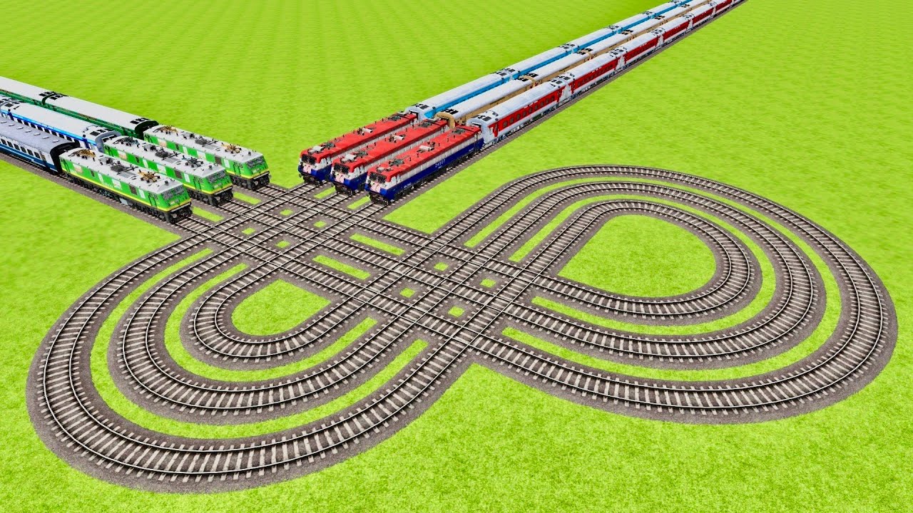 SIX LONG TRAINS VS EXTREME TURNOVER ON VERY HARD ROTATED RAILROAD ▶️ Train Simulator | CrazyRails