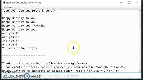 Final Exam Program Execution Video