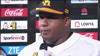 2017年4月21日 福岡ソフトバンク・五十嵐投手・デスパイネ選手ヒーローインタビュー