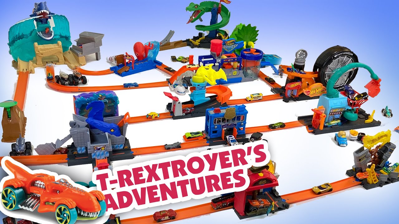 T-Rex Loose in Giant Hot Wheels City !