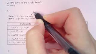 Geo U1AD9 Segment and angle relationship proofs Video Notes