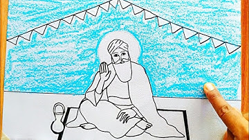 Guru Nanak Jayanti Drawing|Guru Nanak Easy Drawing|How To Draw Guru Nanak Jayanti Poster|गुरु नानक