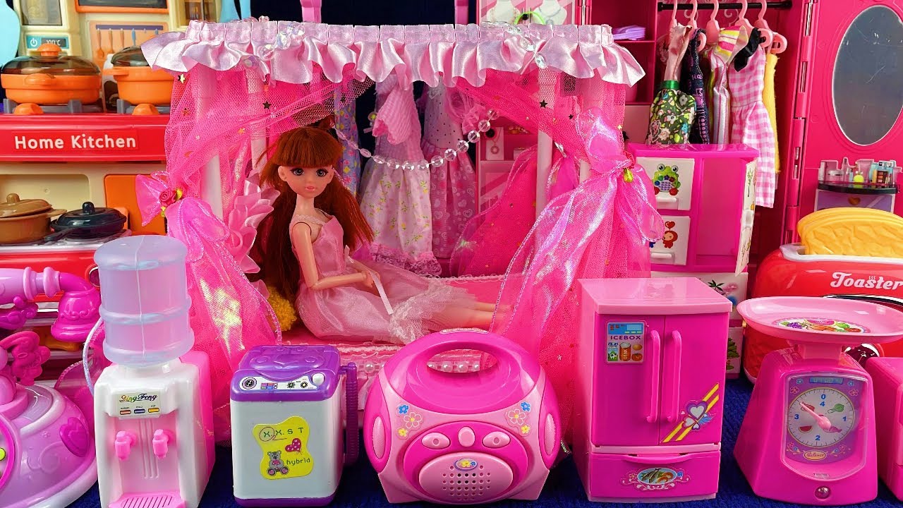 11 Minutes Satisfying with Unboxing Pink Barbie Bedroom Collection | ASMR | Toys Review 