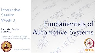 Week 3 Session: Fundamentals of Automotive Systems NPTEL