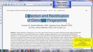 Celebrity Detection and Rectification of Distorted Fingerprints - IEEE PROJECT 2015 - 2016 Net Worth