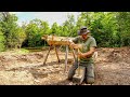 Building a Timber Frame Workshop, Hewing a Half Ton Black Ash Log