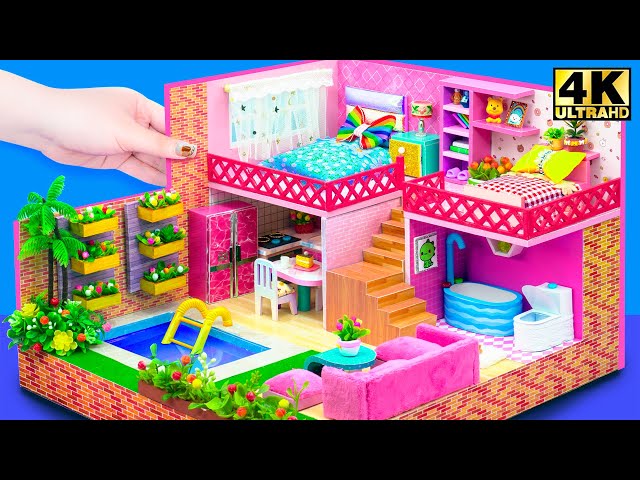 DIY Miniature House #61 | Build 2 Storey Summer Villa with Swimming Pool, Two Bedroom and More class=