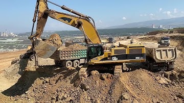 Caterpillar 385C Excavator Loading Mercedes & MAN Trucks - Ektor Epe