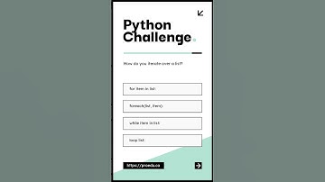 #shorts #quiz #Python #Python #Programming How do you iterate over a list?