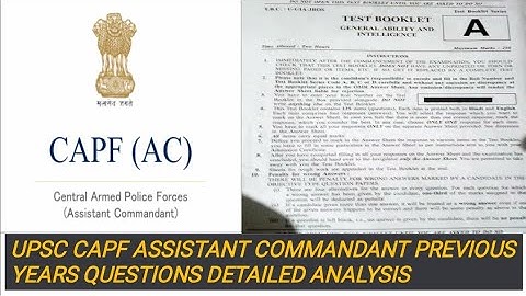 UPSC CAPF AC PREVIOUS YEARS QUESTION PAPER ANALYSIS | PART- 3