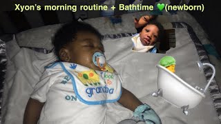 Newborn morning routine + baby Bathtime 