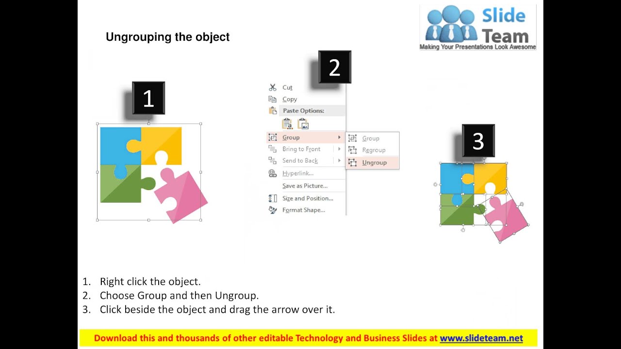 four staged puzzle for long shadow flat powerpoint design - YouTube