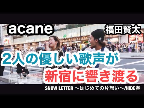 【めっちゃうま‼︎】2人の優しい歌声が新宿に響き渡る‼︎SNOW LETTER〜はじめての片想い〜/HIDE春（acane&福田賢太 新宿路上ライブ）@acanechannel6604