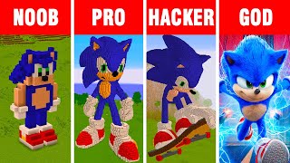 Minecraft Noob Vs Pro Vs Hacker Vs God Sonic Statue Build Challenge In Minecraft