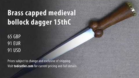 Brass capped medieval bollock dagger 15thC