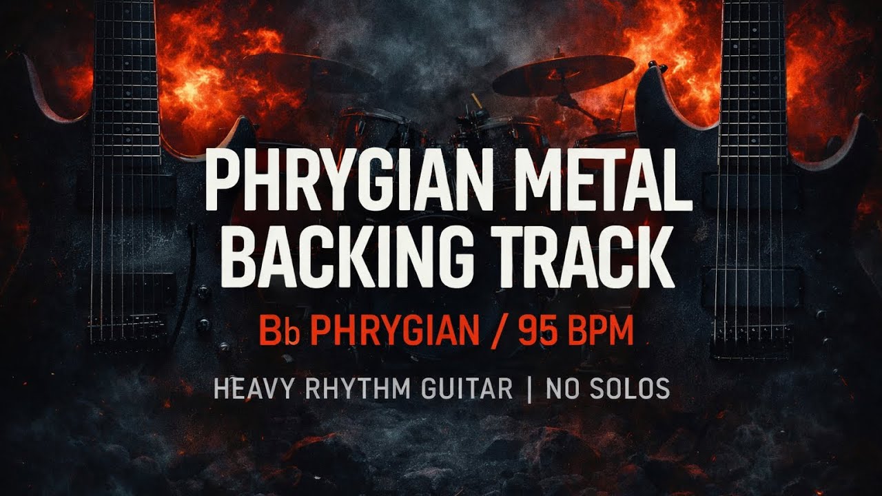 Phrygian Metal Backing Track Bb Phrygian 95 BPM | Heavy Rhythm Guitar No Solos