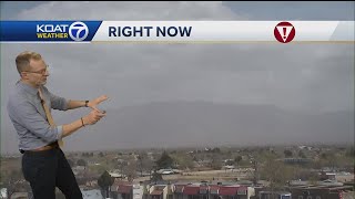 Blowing dust seen across Albuquerque as strong winds move through New Mexico