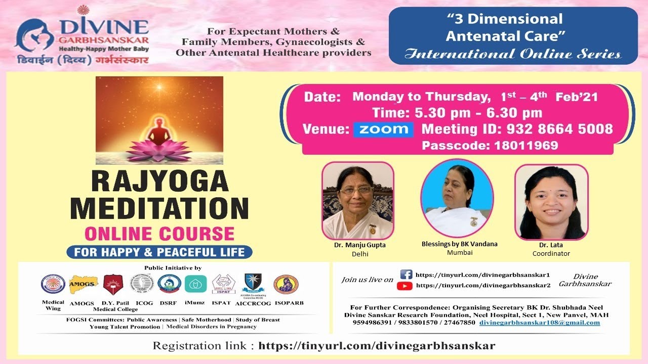 Day 1 - Rajyoga Meditation Course ( Knowing The Self ) - BK Dr Manju ...