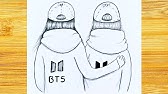 El dibujo más sencillo con las hermanas BTS/Simple y fácil de dibujar/Desenho  de garotas do BTS Army - thptnganamst.edu.vn