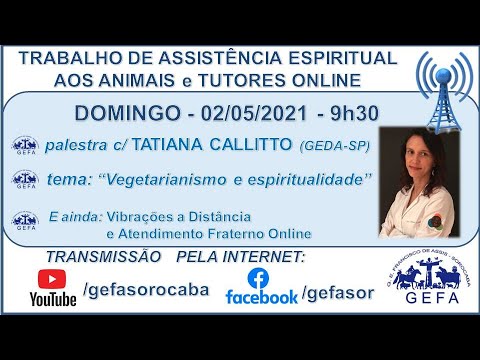 Assista: Trabalho de Assistência Espiritual aos Animais ONLINE - c/ TATIANA CALLITTO (02/05/2021)