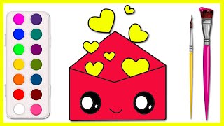 Glitter Nasıl Çizilir Ve Renklendirilir Aşk Kalpli Şirin Bir Zarf