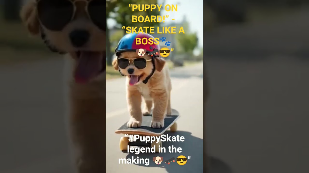 _“Cool Puppy Skateboarding with Shades & Helmet – Epic Pet Adventure!”_