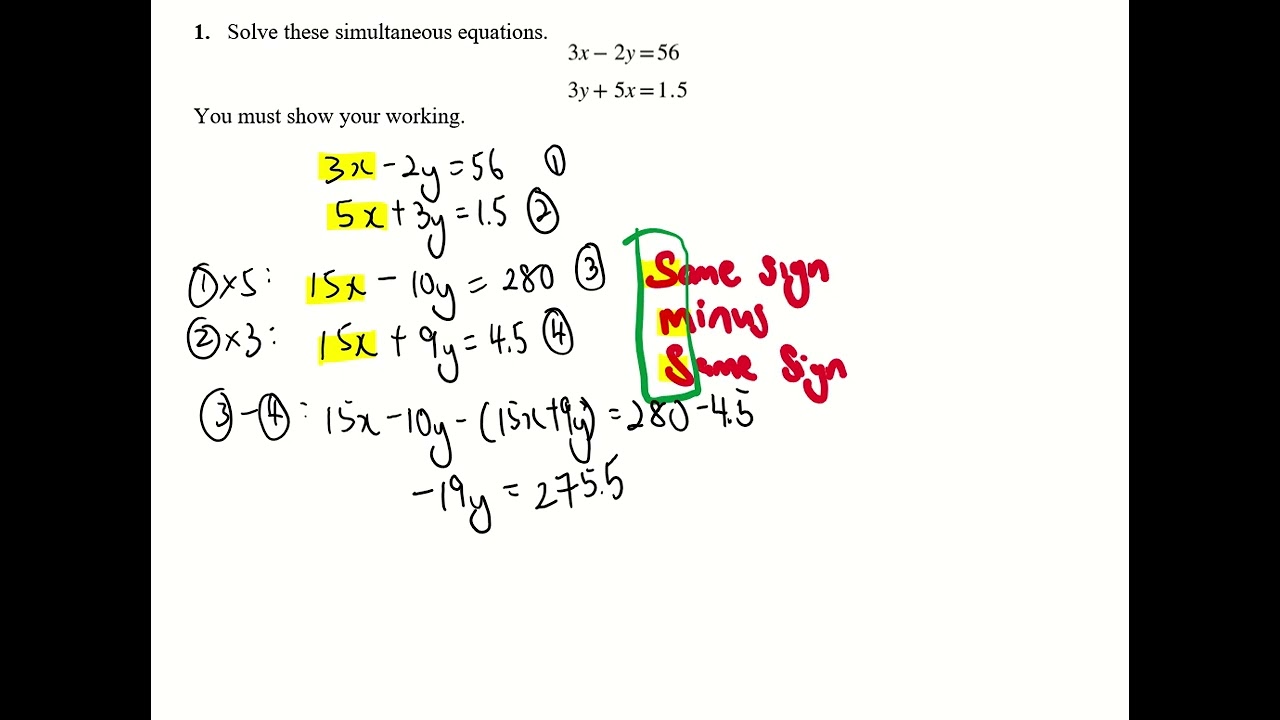 Solve Simultaneous Equations by Elimination Method! The SMS Trick