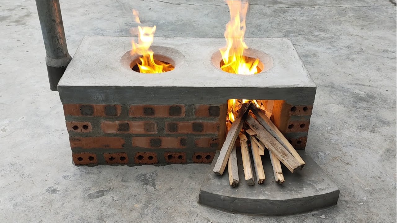 New idea of smoke free firewood stove, saving firewood, great - YouTube