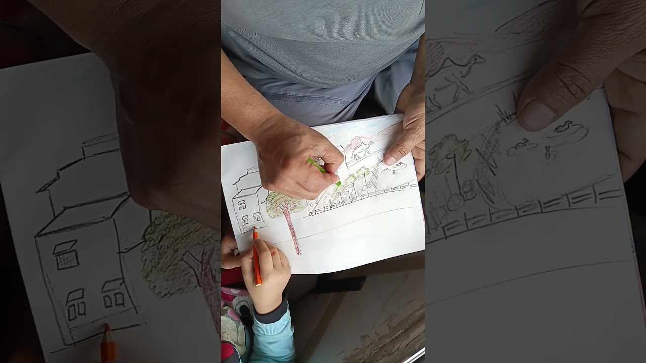 father daughter drawing winter vacations ♥️✨