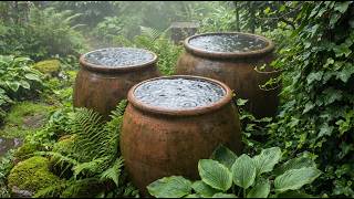 Gentle Rain Sounds on Garden Jars for Sleeping & Relaxation | Natural White Noise