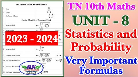 TN 10th Maths|Unit 8|Statistics and Probability|Important Formulas