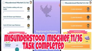 Misunderstood Mischief 11/16 Task Completed | New debut Pokemon in Pokemon GO