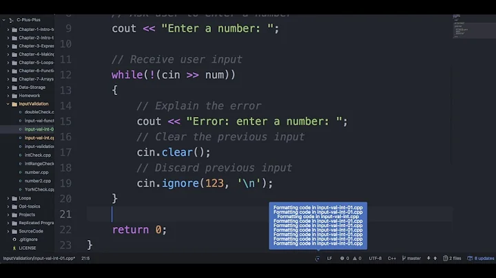 How to Input Validate an Integer (int) in C++ - using a while loop, cin.clear(), and cin.ignore()