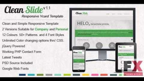 Preview Clean Slide Responsive HTML Template Vcard Personal