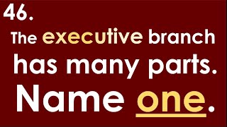 46 The executive branch has many parts Name one 128 Questions New 2020 Citizenship Test