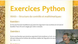 Python - Correction IMAS1Ex1 - Structure de contrôle et mathématiques