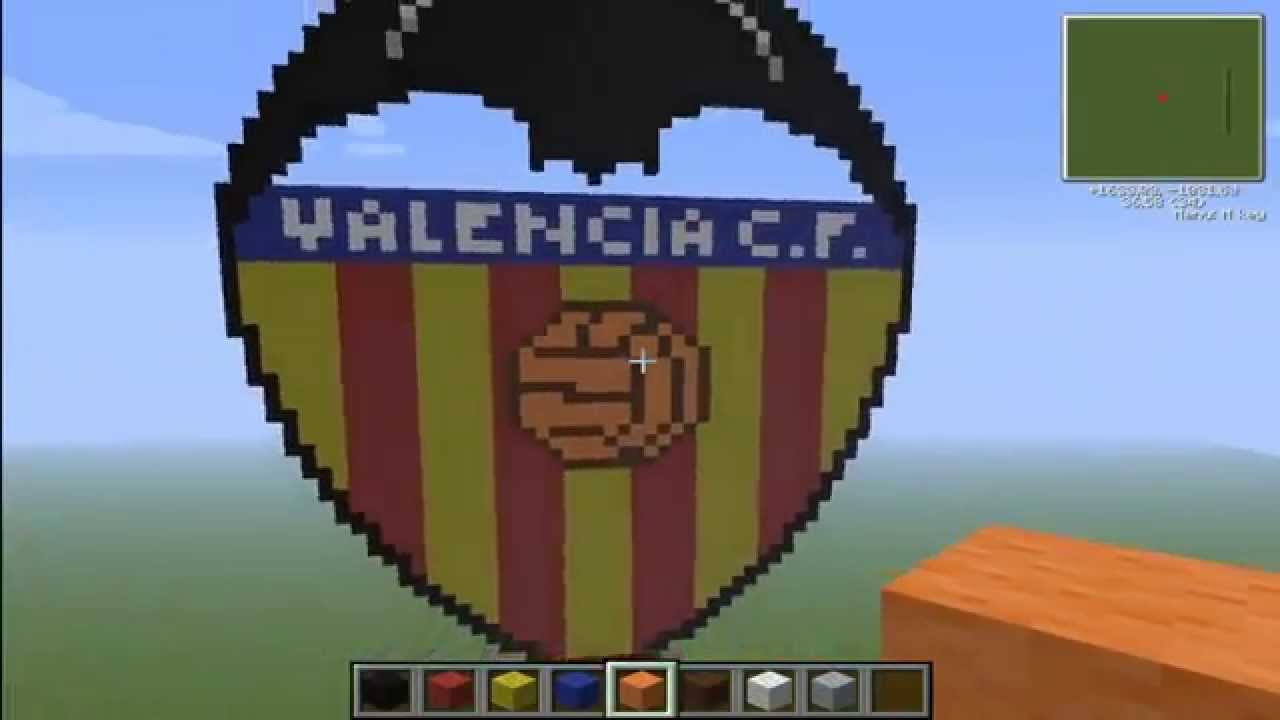 Pixel art en minecraft - Escudo del Valencia CF  HD - YouTube Pixel art en minecraft - Escudo del Valencia CF  HD - YouTube