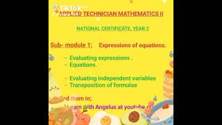 Applied technician maths II for National Certificate Year 2, sub module 1