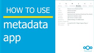 How to use metadata app in Nextcloud 25