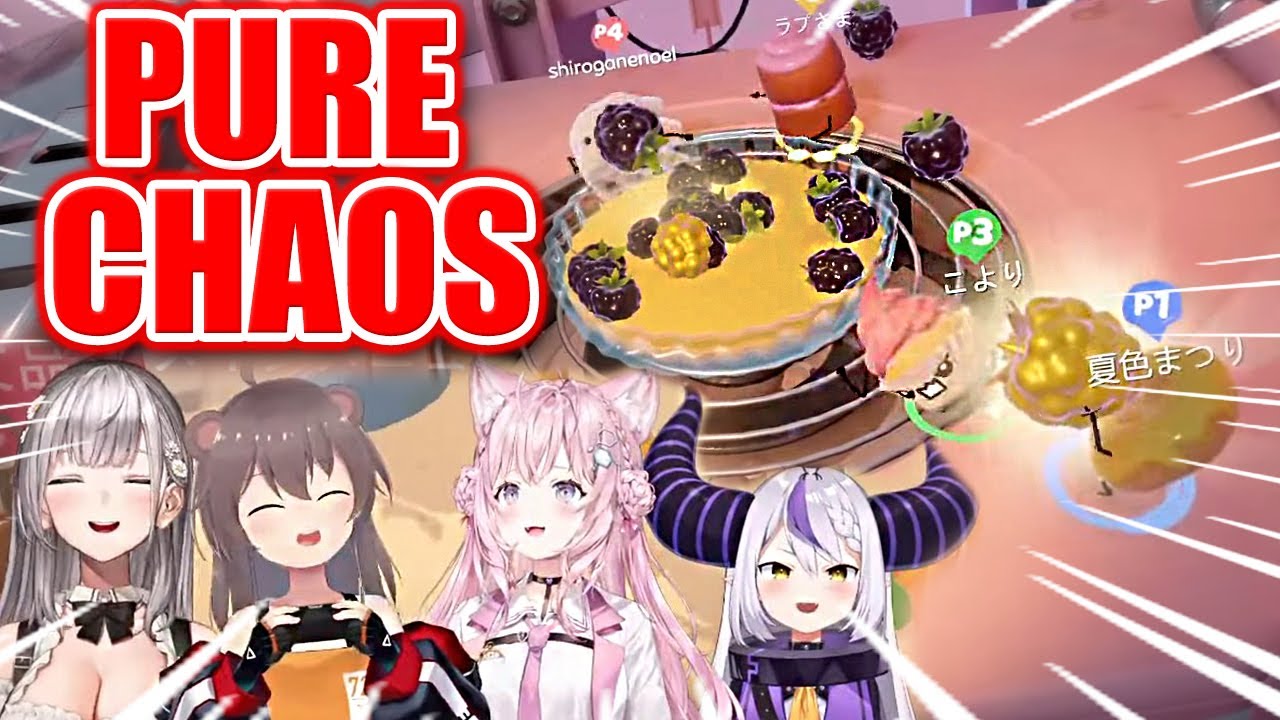 Matsuri Laplus Noel Koyori - FIERCE BATTLE FOR THE FRUITS! (Full game) Cake Bash 【ENG Sub Hololive】