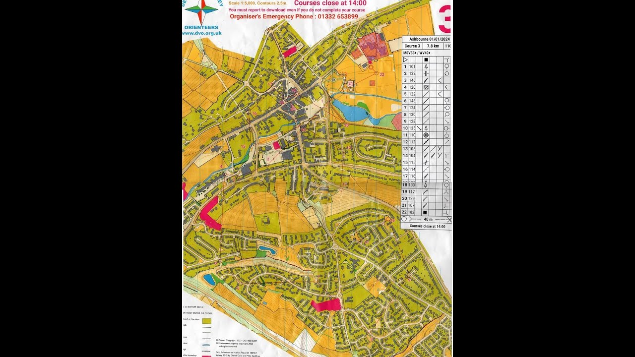 DVO New Years Day Urban Orienteering Ashbourne, Derbyshire 1 Jamuary 2024