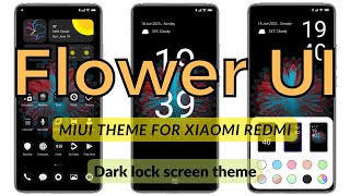 Dark lock screen MIUI theme Flower UI for Xiaomi and Redmi Phones screenshot 5